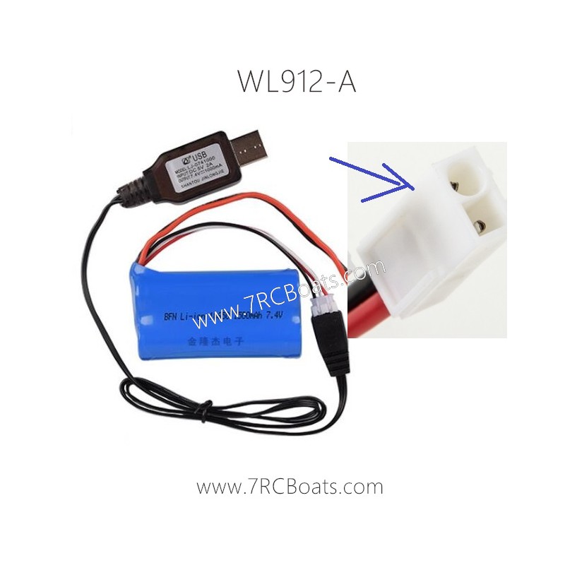 WLTOYS WL912-A Parts Charger and 7.4V Battery 1500mAh EL-Plug WLTOYS WL912-A Parts Charger and 7.4V Battery 1500mAh EL-Plug